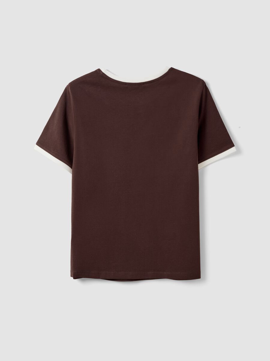 Brown pure cotton T-shirt with buttons, regular fit_5
