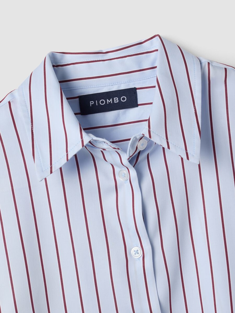 Camicia azzurra a righe in puro cotone regular fit_1