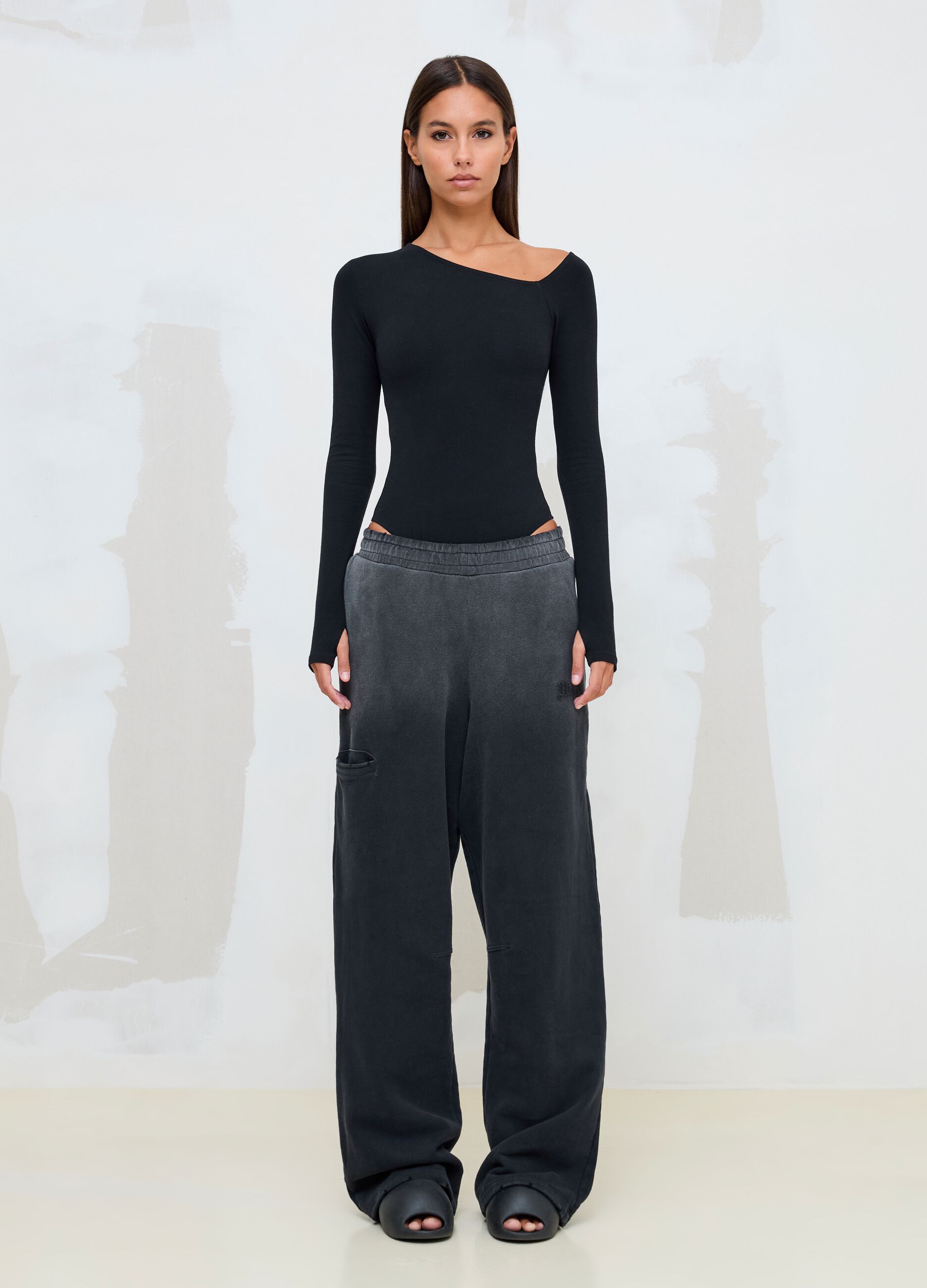Black Asymmetrical Bodysuit