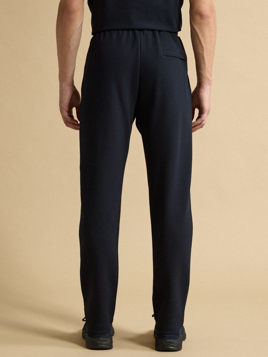 Blue regular-fit stretch cotton trousers_3