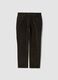 Pantaloni verdi in cotone elasticizzato a coste regular fit_0
