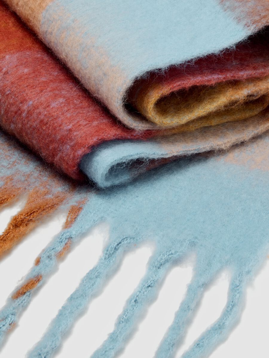 Brown wool-blend scarf with fringes_2