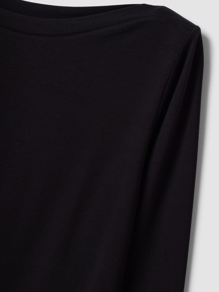 Black stretch viscose slim-fit T-shirt_6