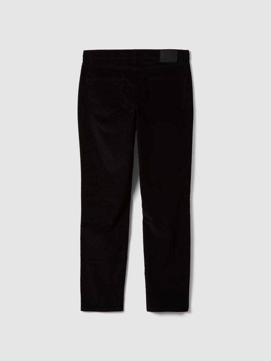 Black ribbed slim-fit stretch cotton trousers_2