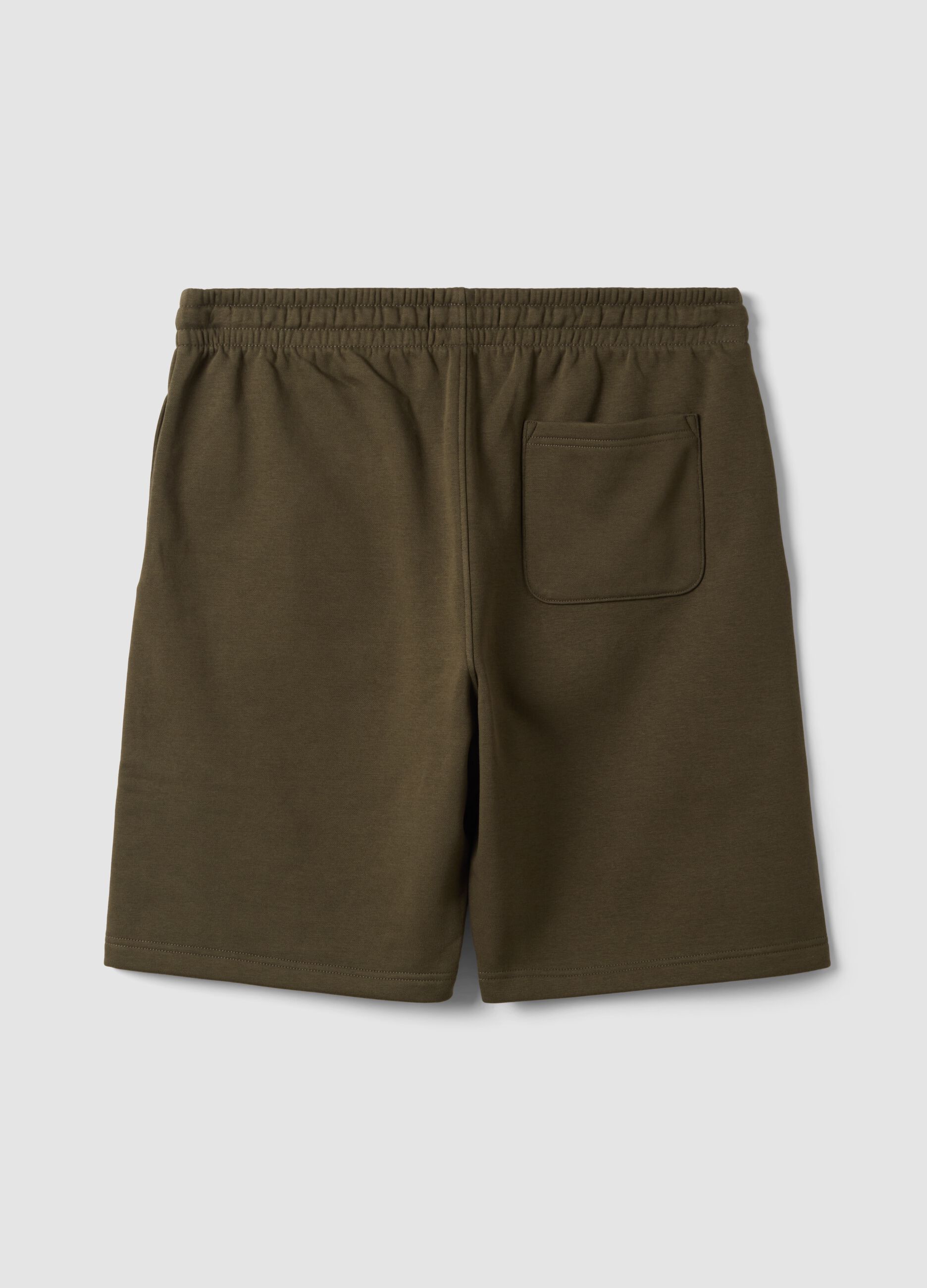 Green cotton-blend shorts with elasticated waistband, regular fit