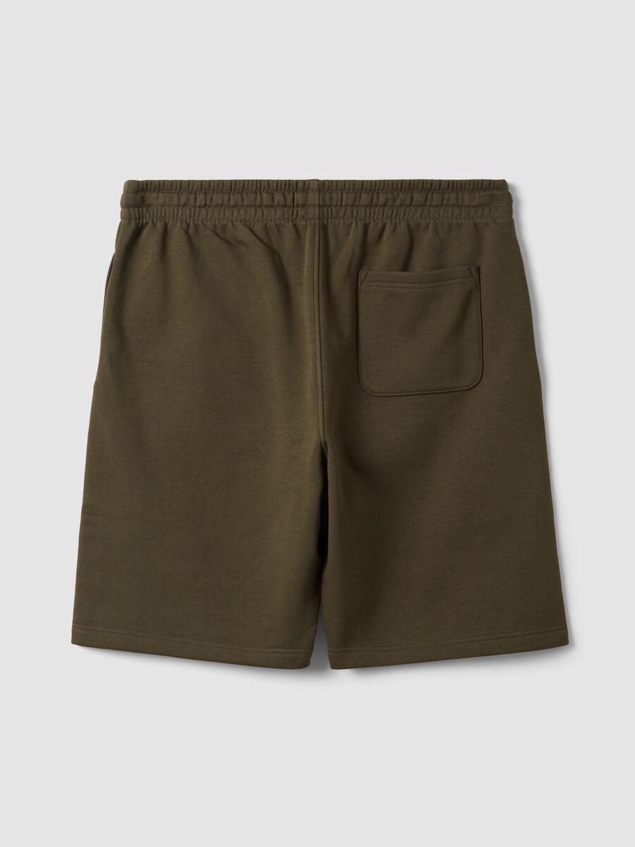 Green cotton-blend shorts with elasticated waistband, regular fit_6