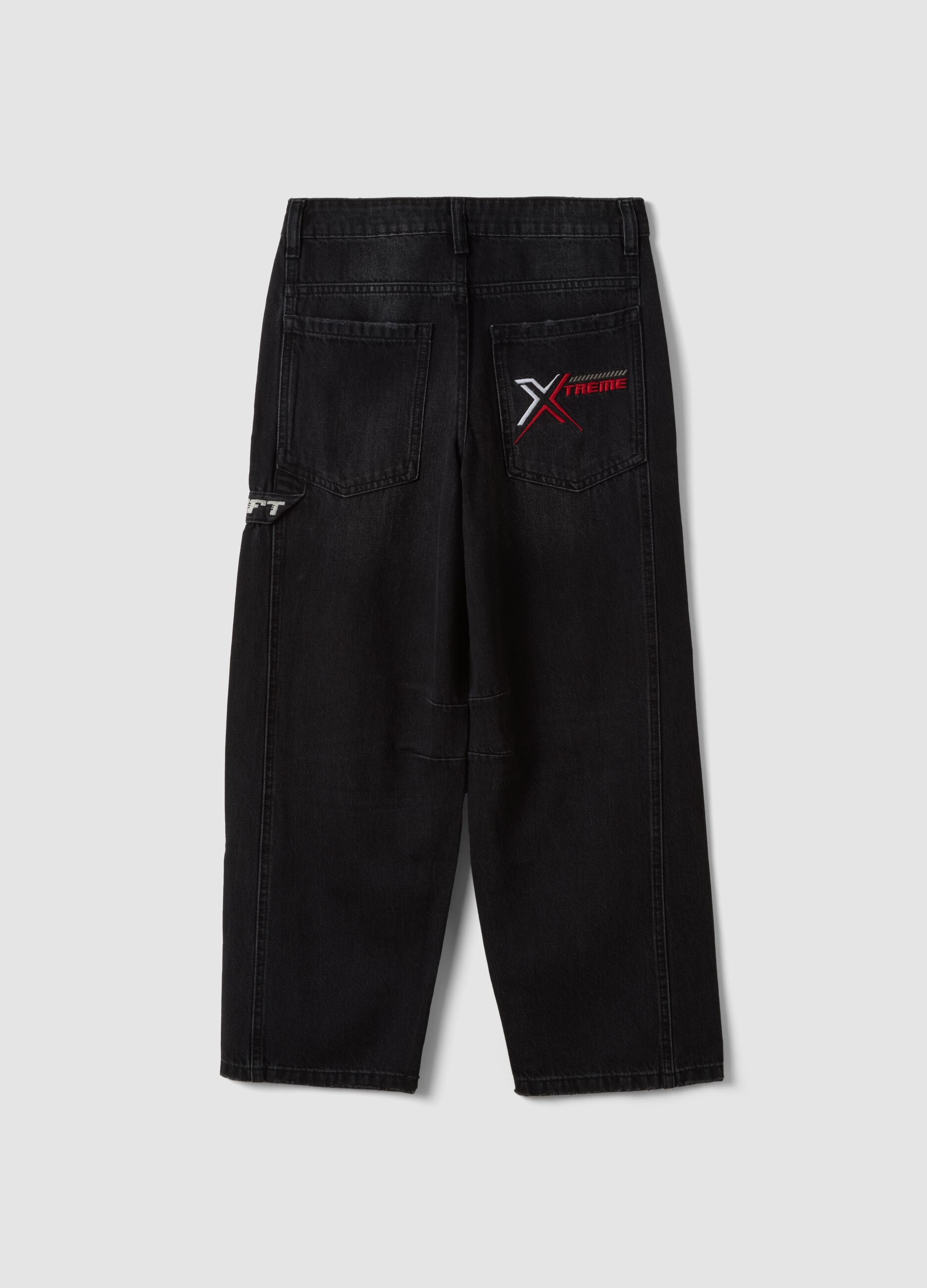 Jeans neri baggy fit in puro cotone