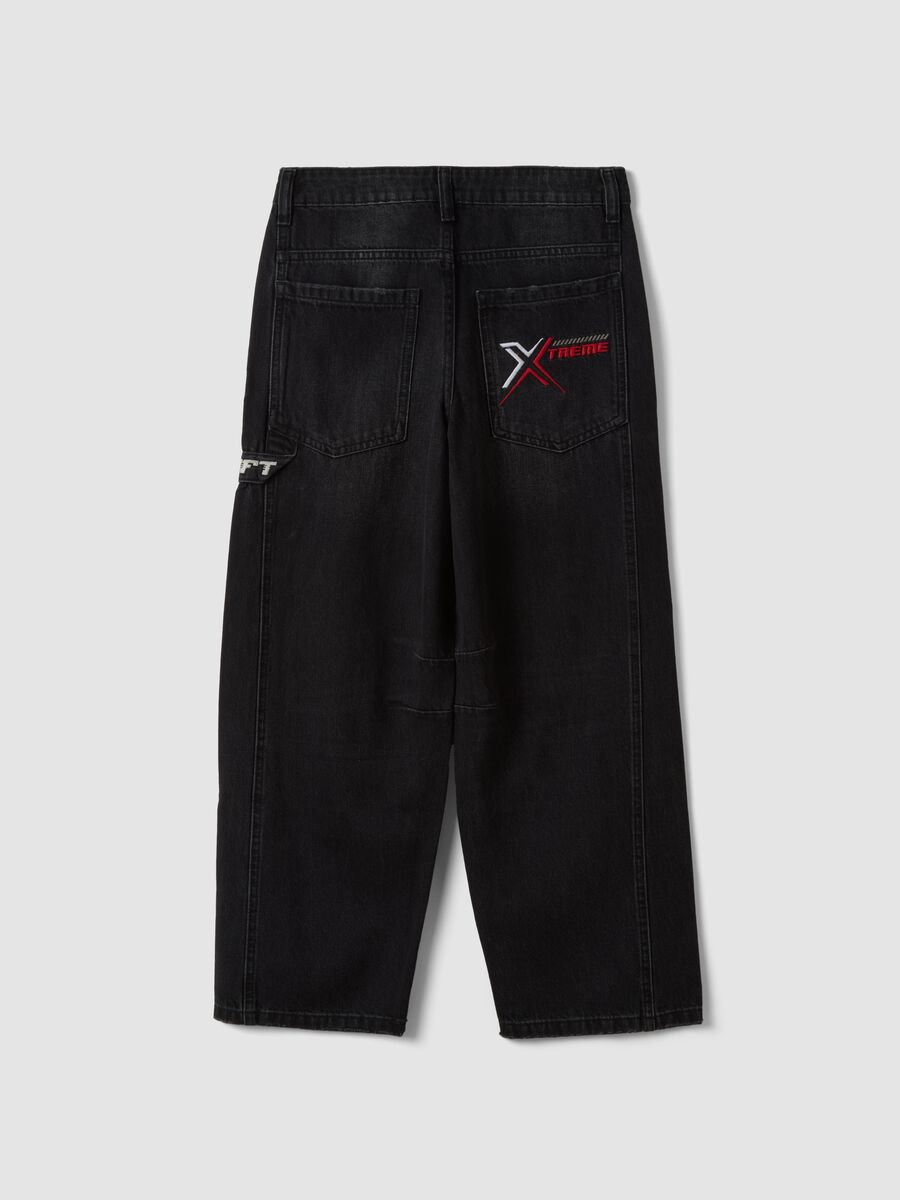 Jeans neri baggy fit in puro cotone_4