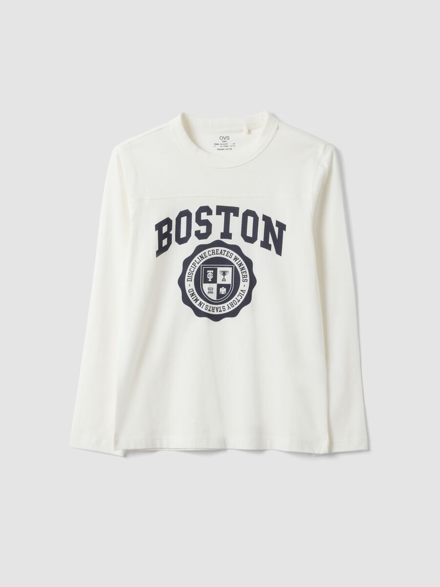 White pure organic cotton T-shirt with varsity print_3