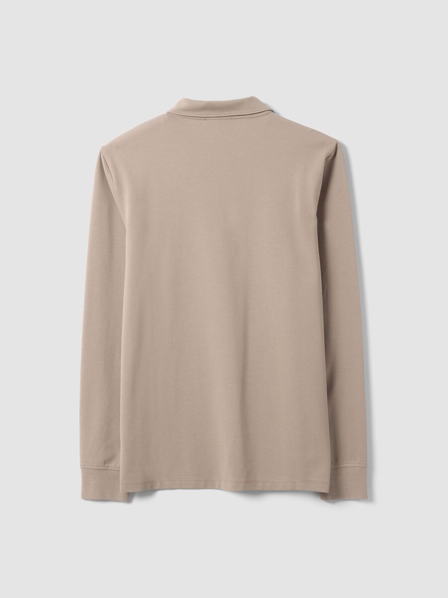 Grey stretch cotton-blend piqu&eacute; polo shirt, Easy Dry, regular fit_6