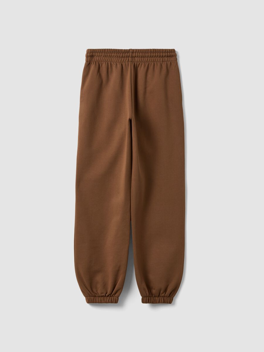 Brown cotton-blend jogger trousers with elasticated waist, regular fit_6