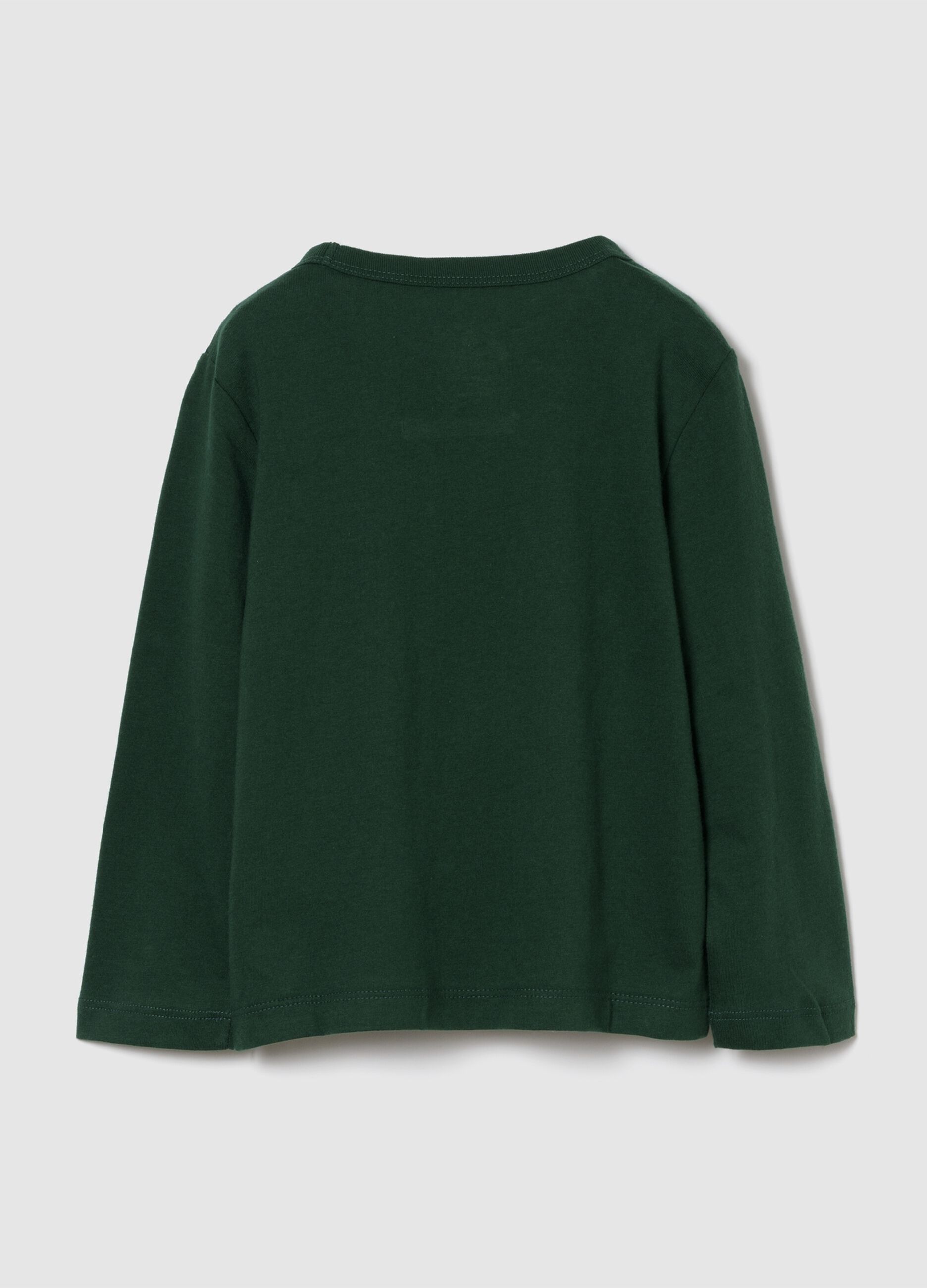 Green Cotton Long Sleeve T-Shirt