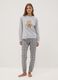 Grey marl pyjamas in organic cotton and viscose blend with crew neck_0