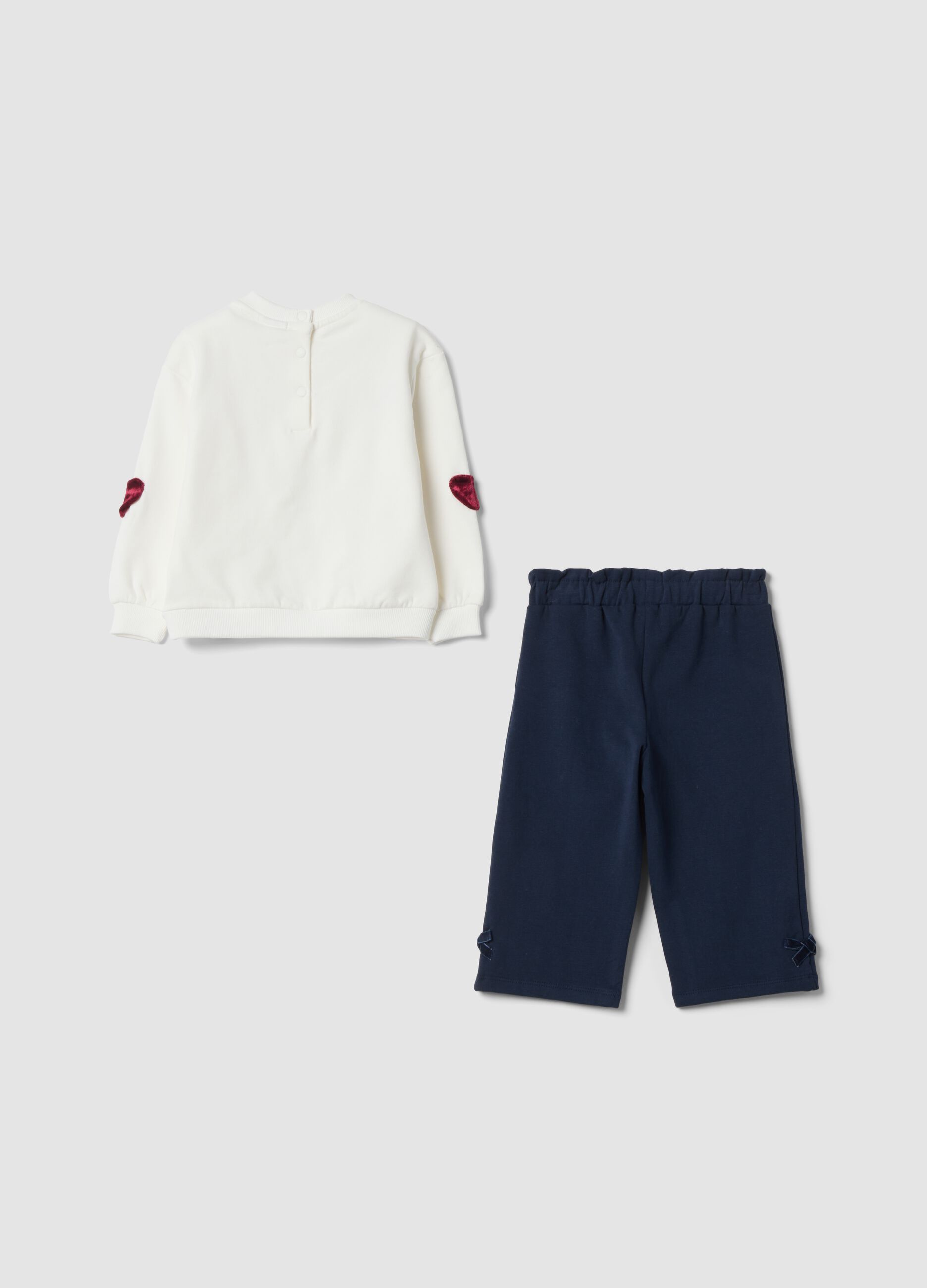 Completo over jogging bianco in cotone organico elasticizzato con stampe Minnie