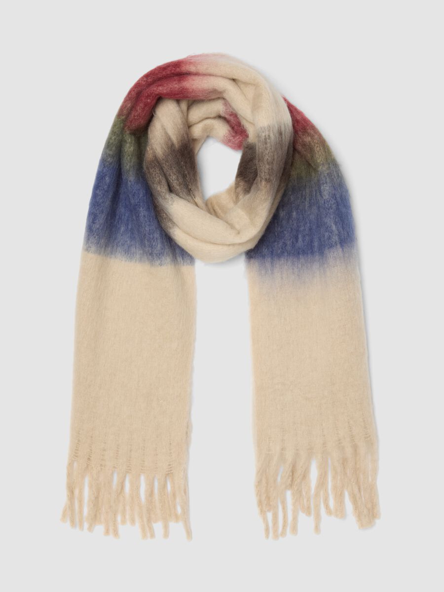 Beige ombr&eacute; scarf with fringes_0
