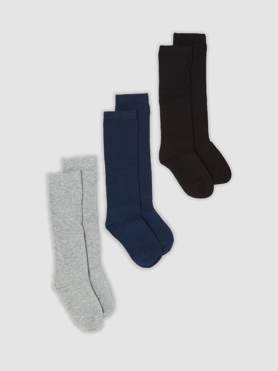 3-pack of long blue socks in stretch organic cotton_0