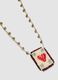Green necklace with embroidered heart pendant_1