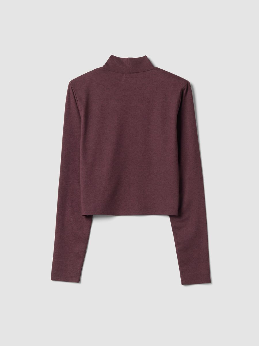 T-shirt viola crop in tessuto elasticizzato con collo rialzato Easy Dry ALTAVIA STUDIO_7