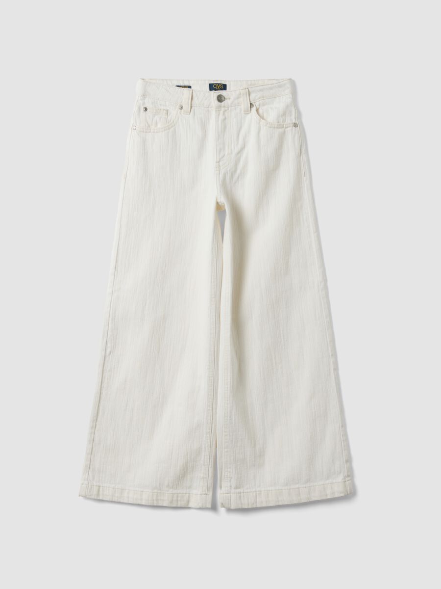 White wide-leg trousers in pure cotton_0