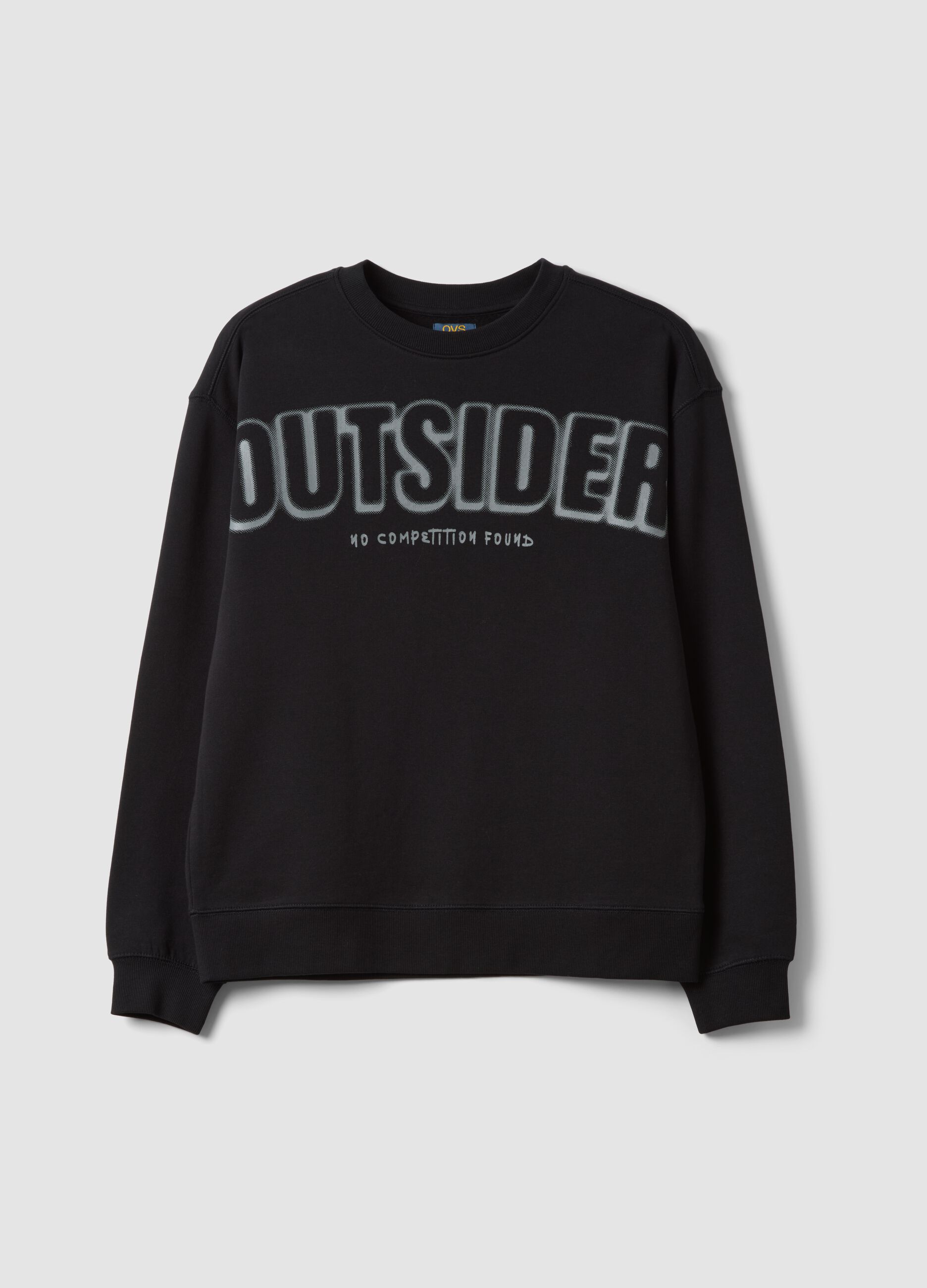 Black crew-neck sweatshirt in pure organic cotton