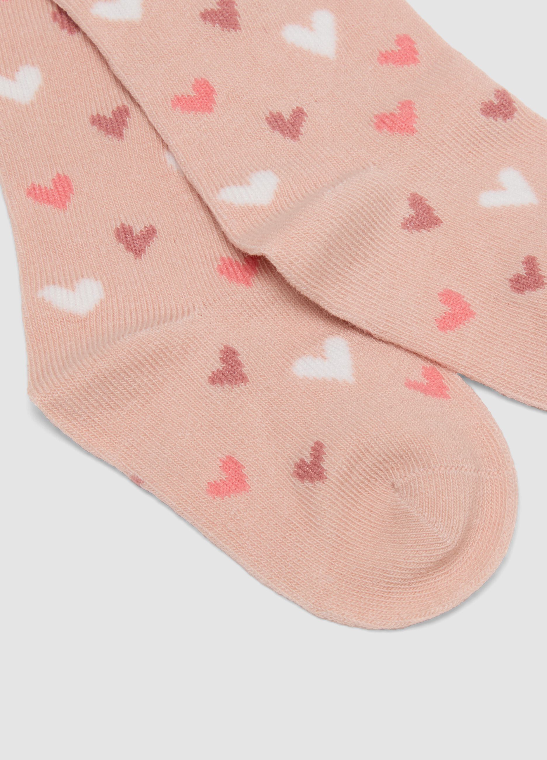 Tripack di calze lunghe rosa in cotone organico elasticizzato
