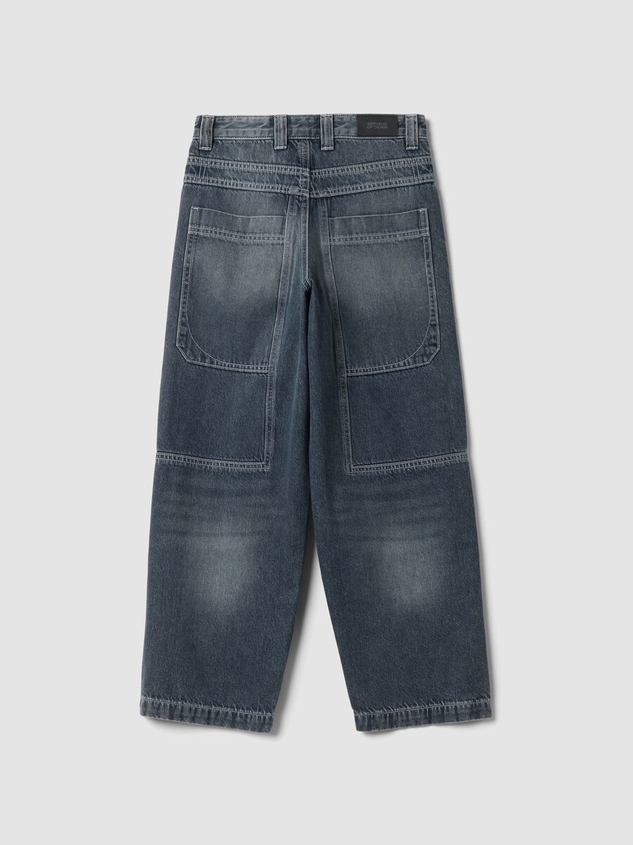 Blue pure cotton skater-fit jeans_1