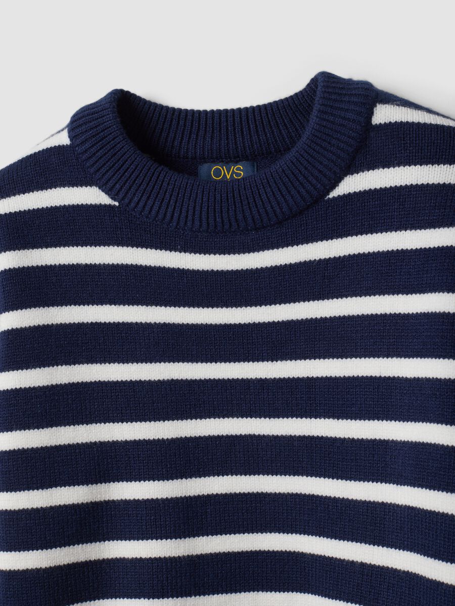 Blue striped viscose-blend crew-neck jumper_1