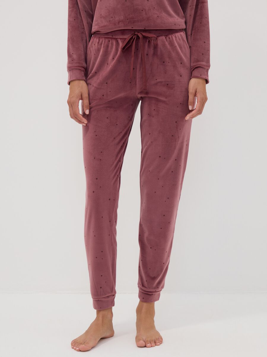 Pink star-print stretch pyjama trousers_1
