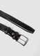 Black genuine leather belt with metal buckle_1