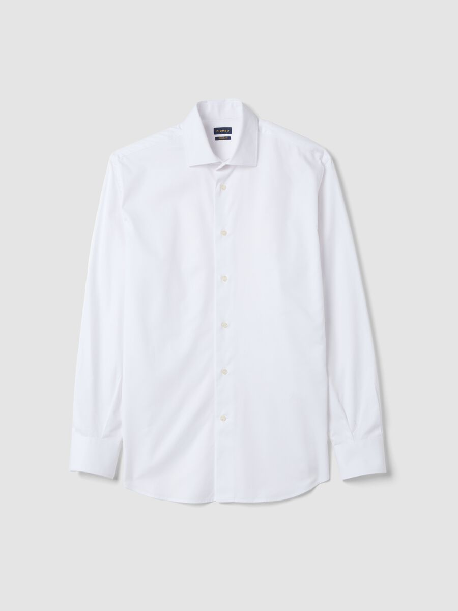 White pure cotton shirt with classic collar_4