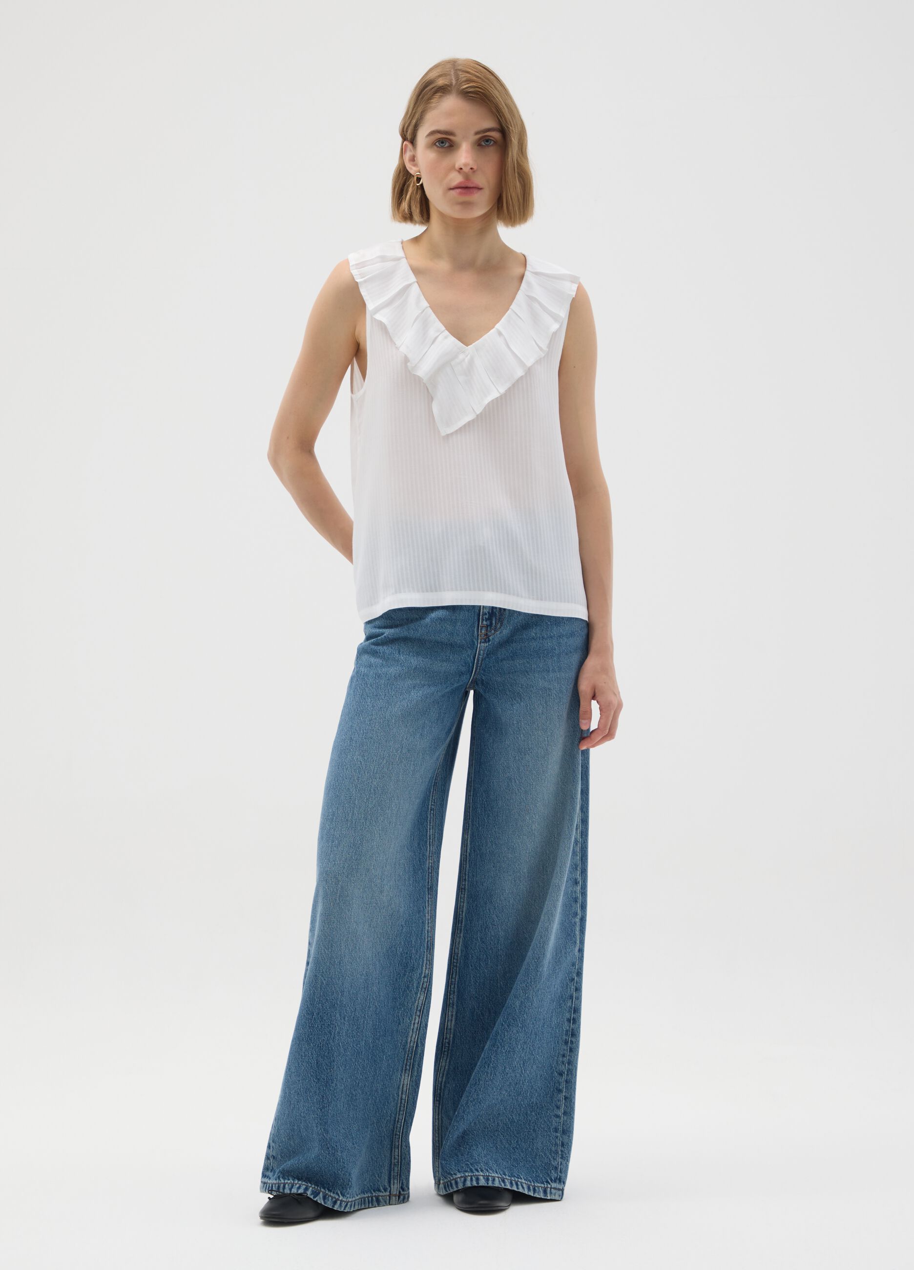 White Pure Viscose Oversized Blouse