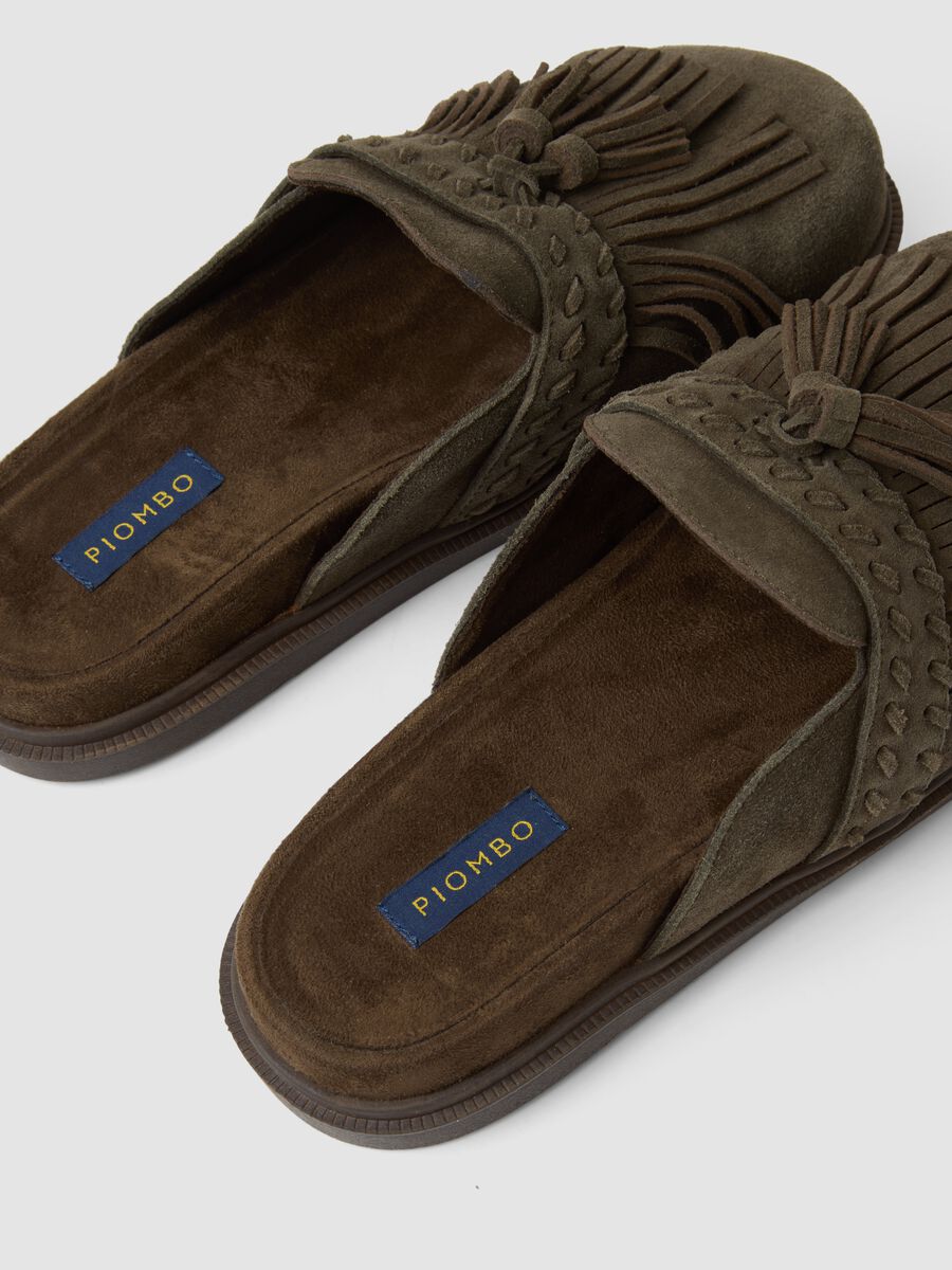 Brown genuine leather loafers with fringe_2