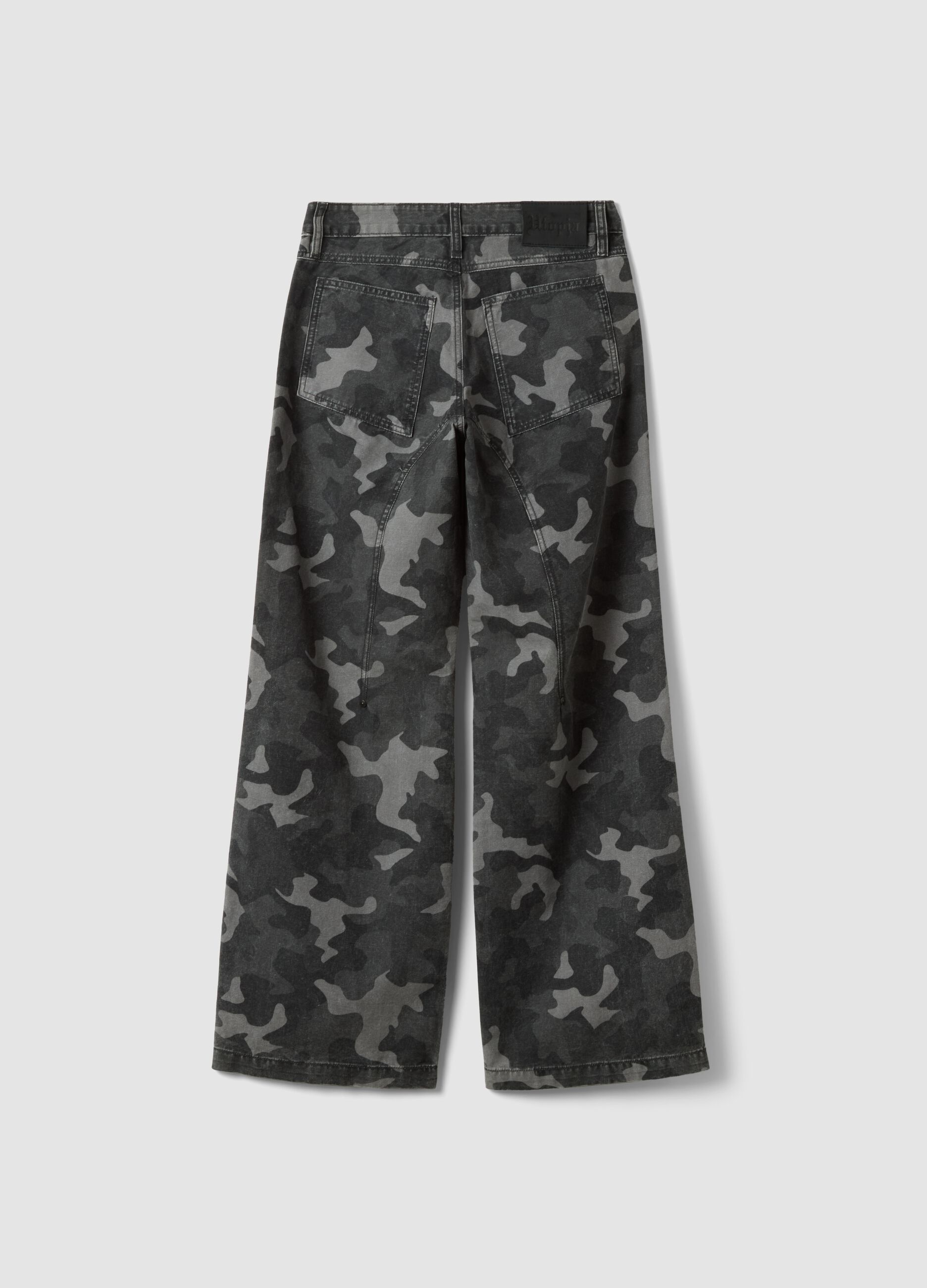 Wide Leg Denim Dark Camo