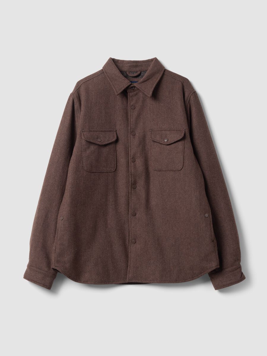 Brown wool-viscose blend shacket_4