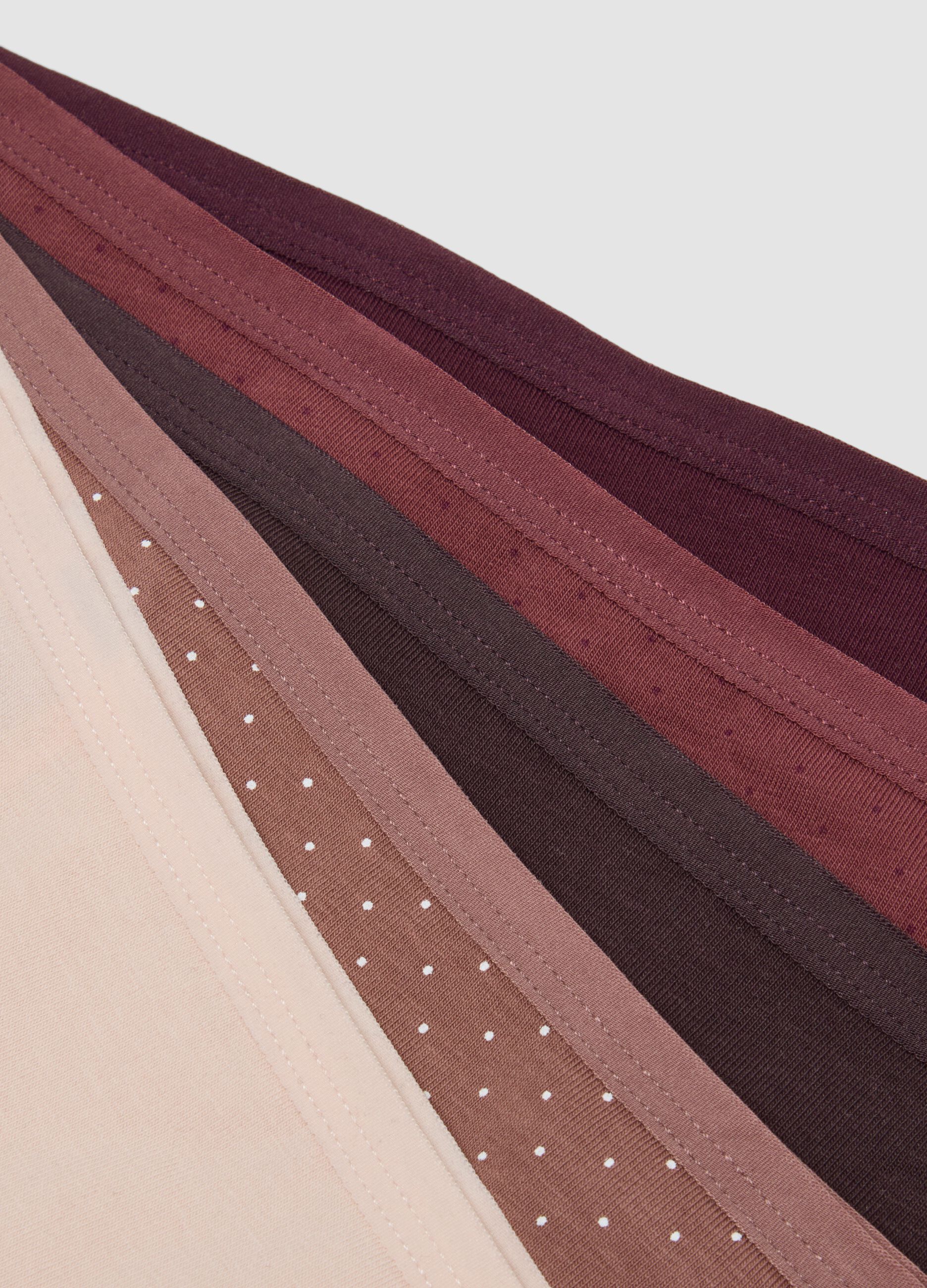 Multipack di cinque slip brasiliane multicolor in cotone elasticizzato