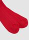 Red long ribbed socks in pure cotton_1