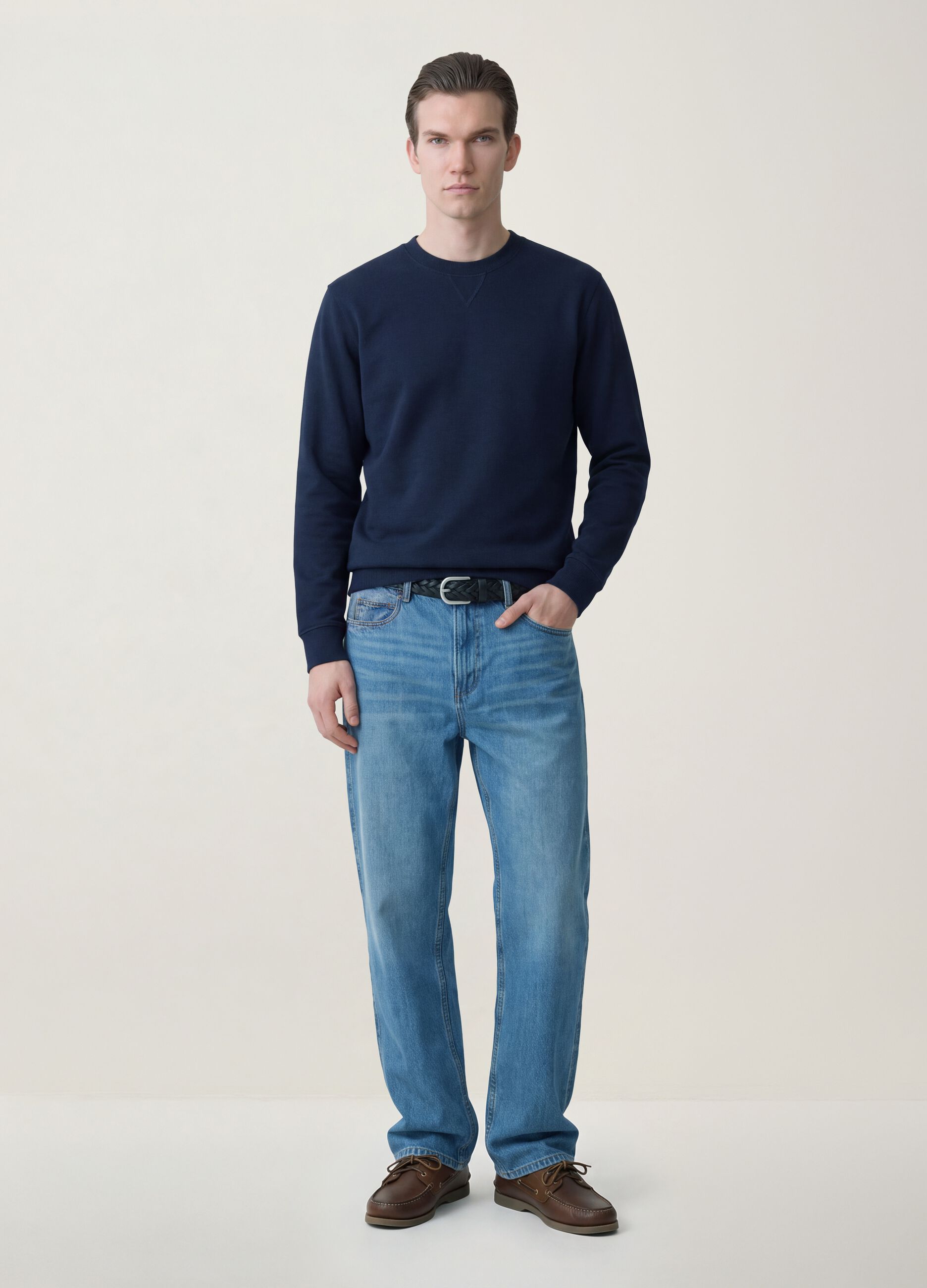 Jeans denim in puro cotone relaxed fit