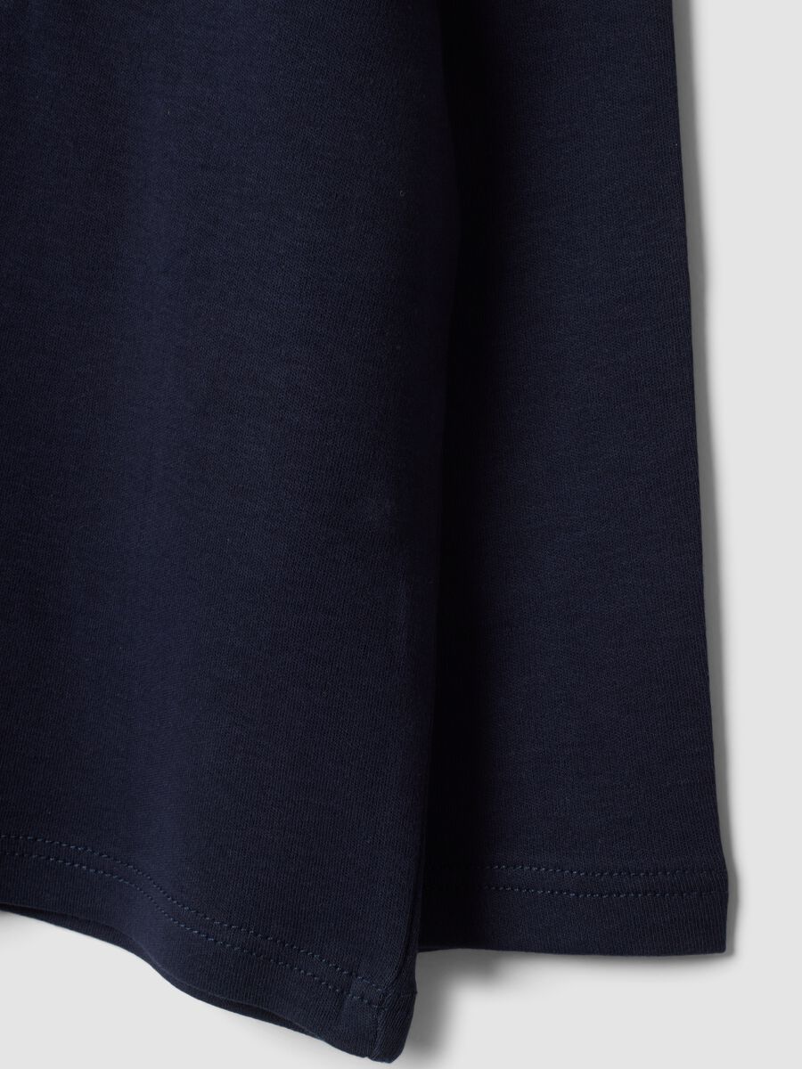Blue organic cotton polo shirt with ruffled collar_3