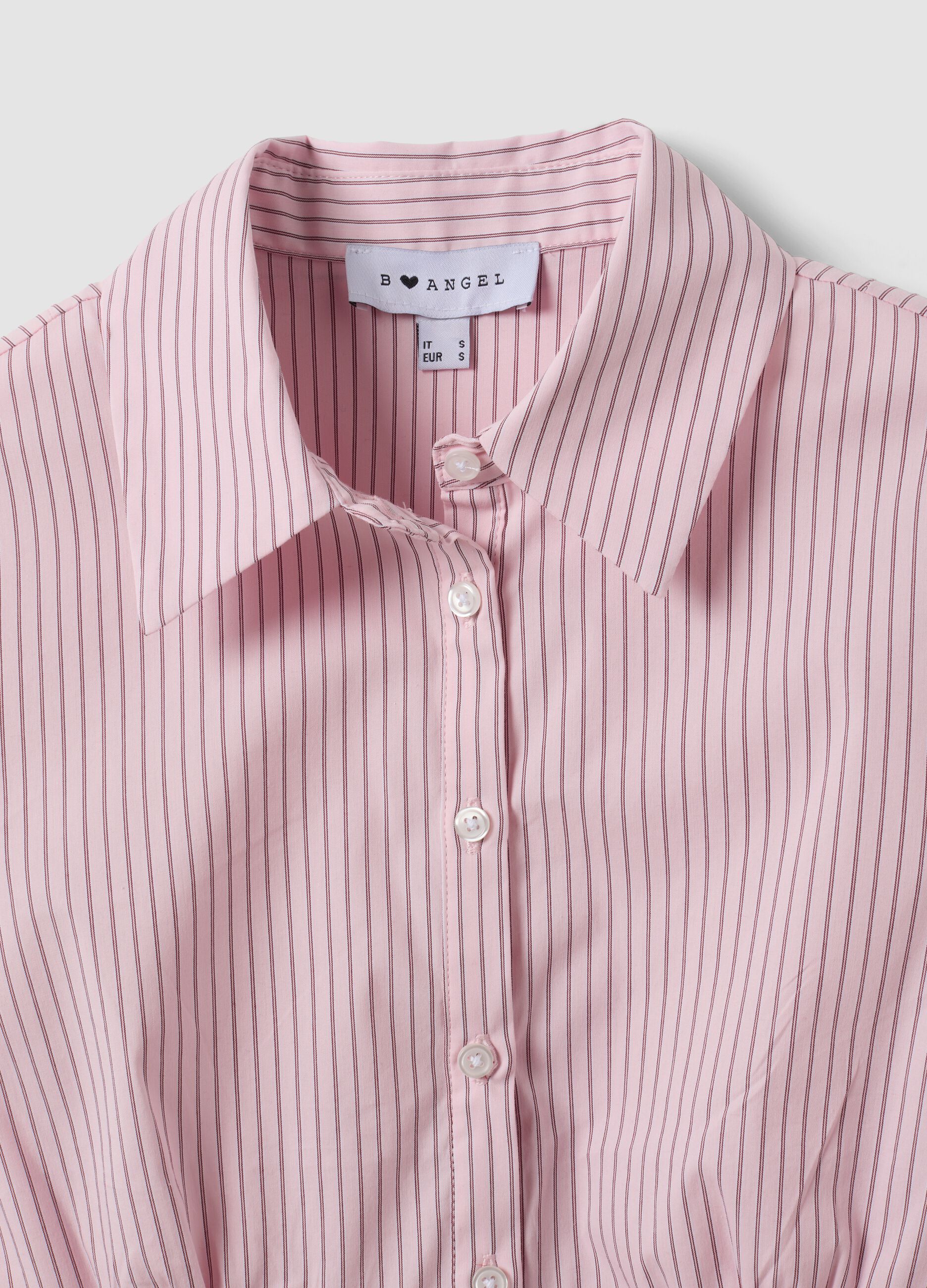 Pink striped slim-fit stretch cotton shirt