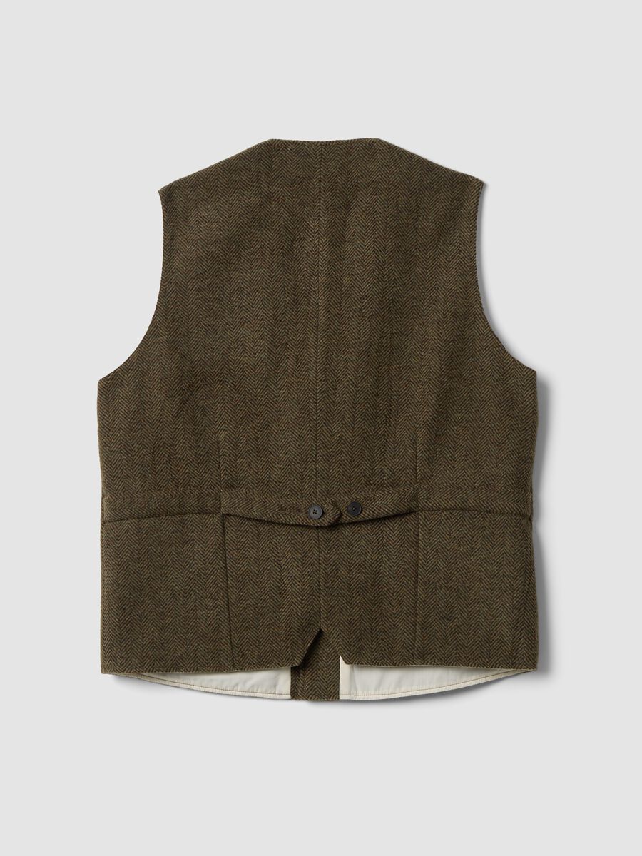 Brown herringbone wool and viscose blend waistcoat_2