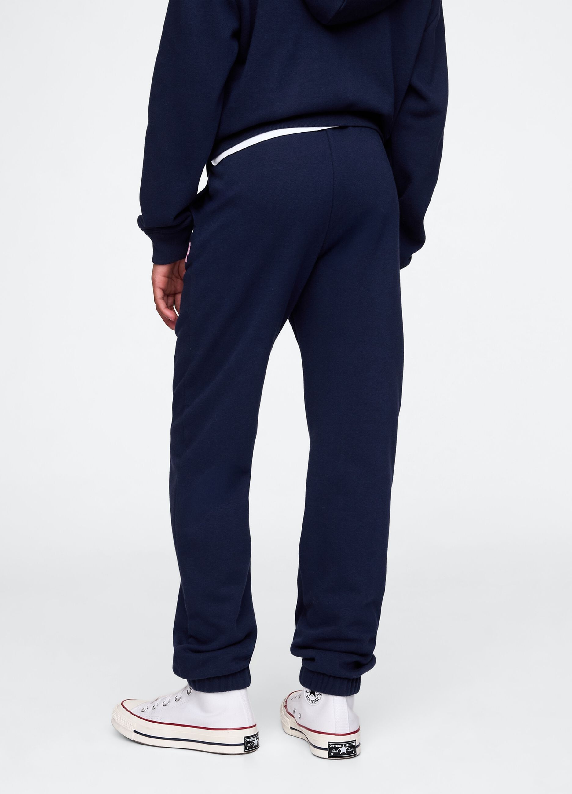 Girls' regular fit cotton-blend blue jogger trousers