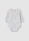 Baby girl's bodysuit in multicolour pure cotton with ruffle collar_1