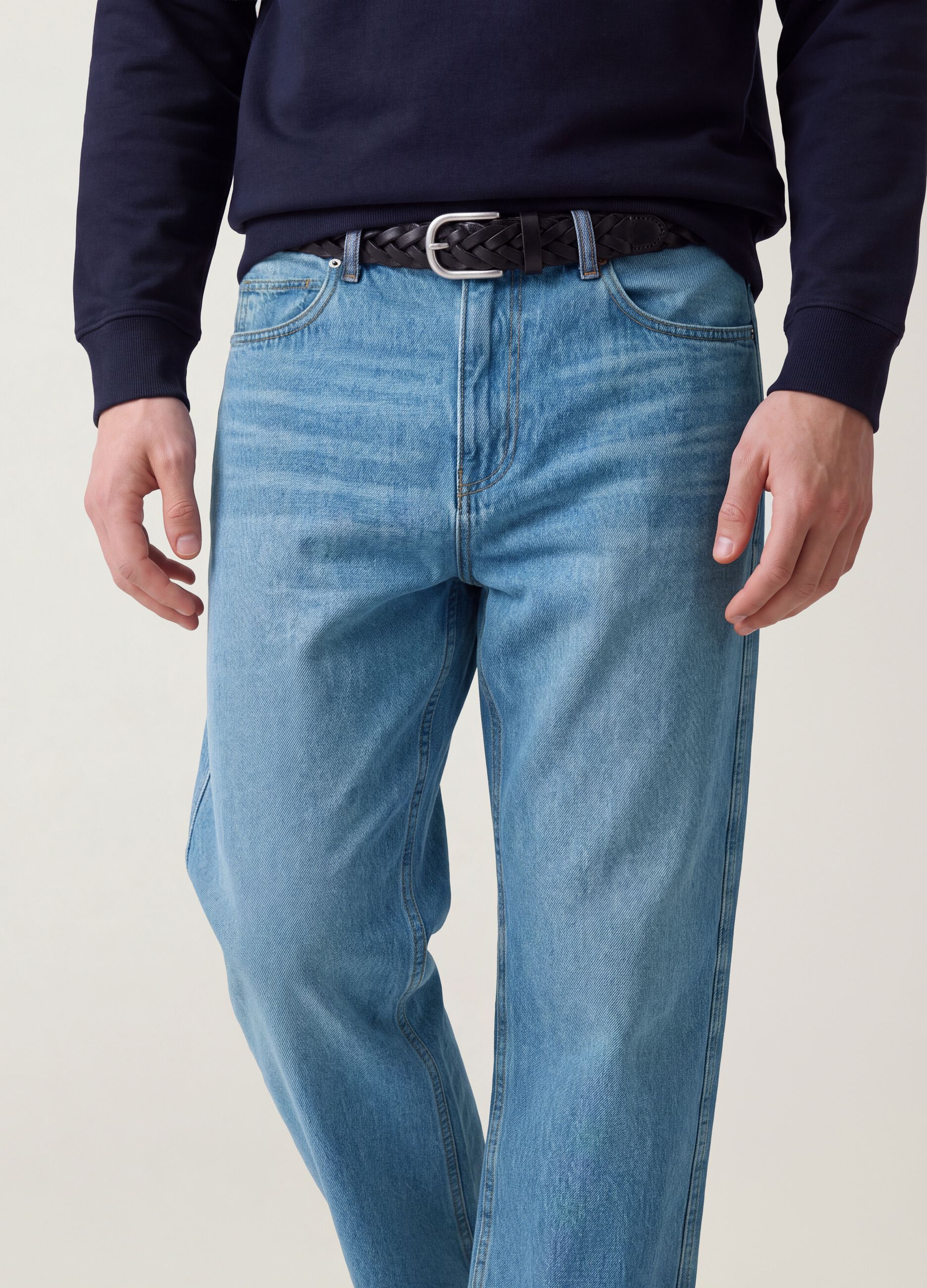 Jeans denim in puro cotone relaxed fit