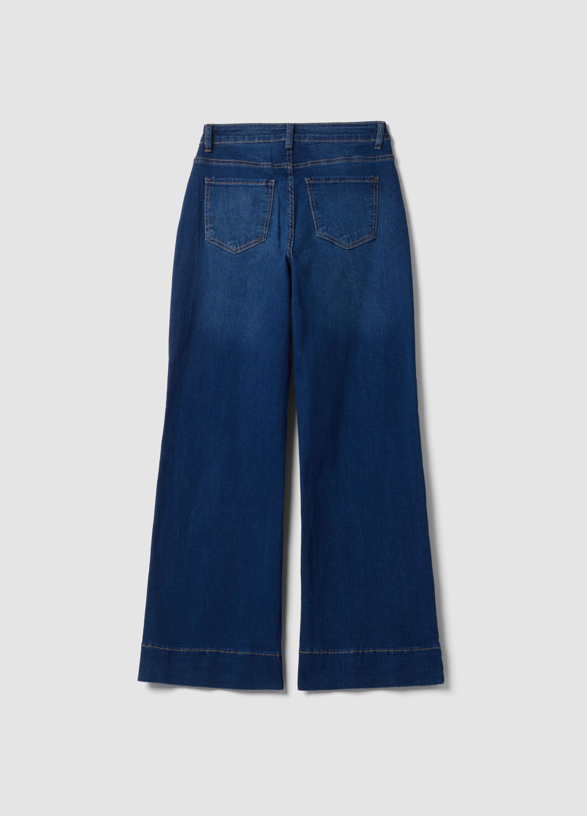 Regular-fit stretch cotton denim trousers