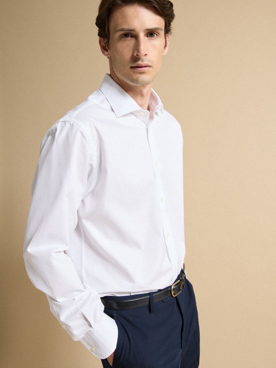 White pure cotton shirt with classic collar_0