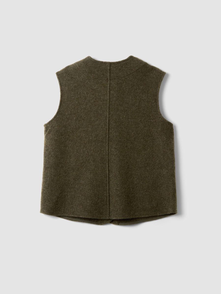 Green pure wool crew-neck gilet with oversized fit_6