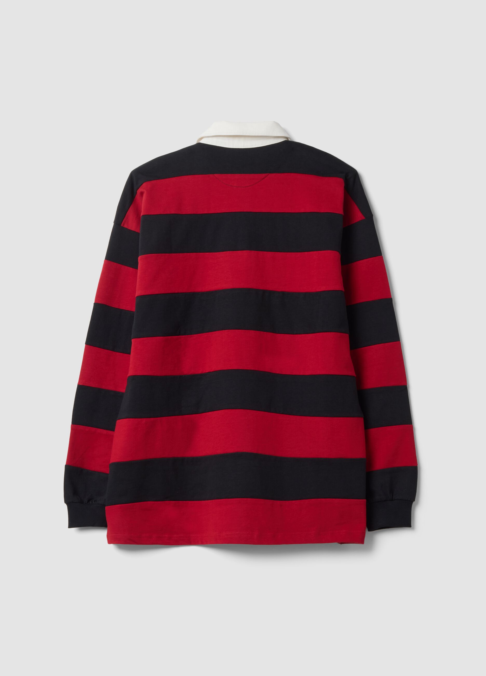 Multicoloured striped rugby polo