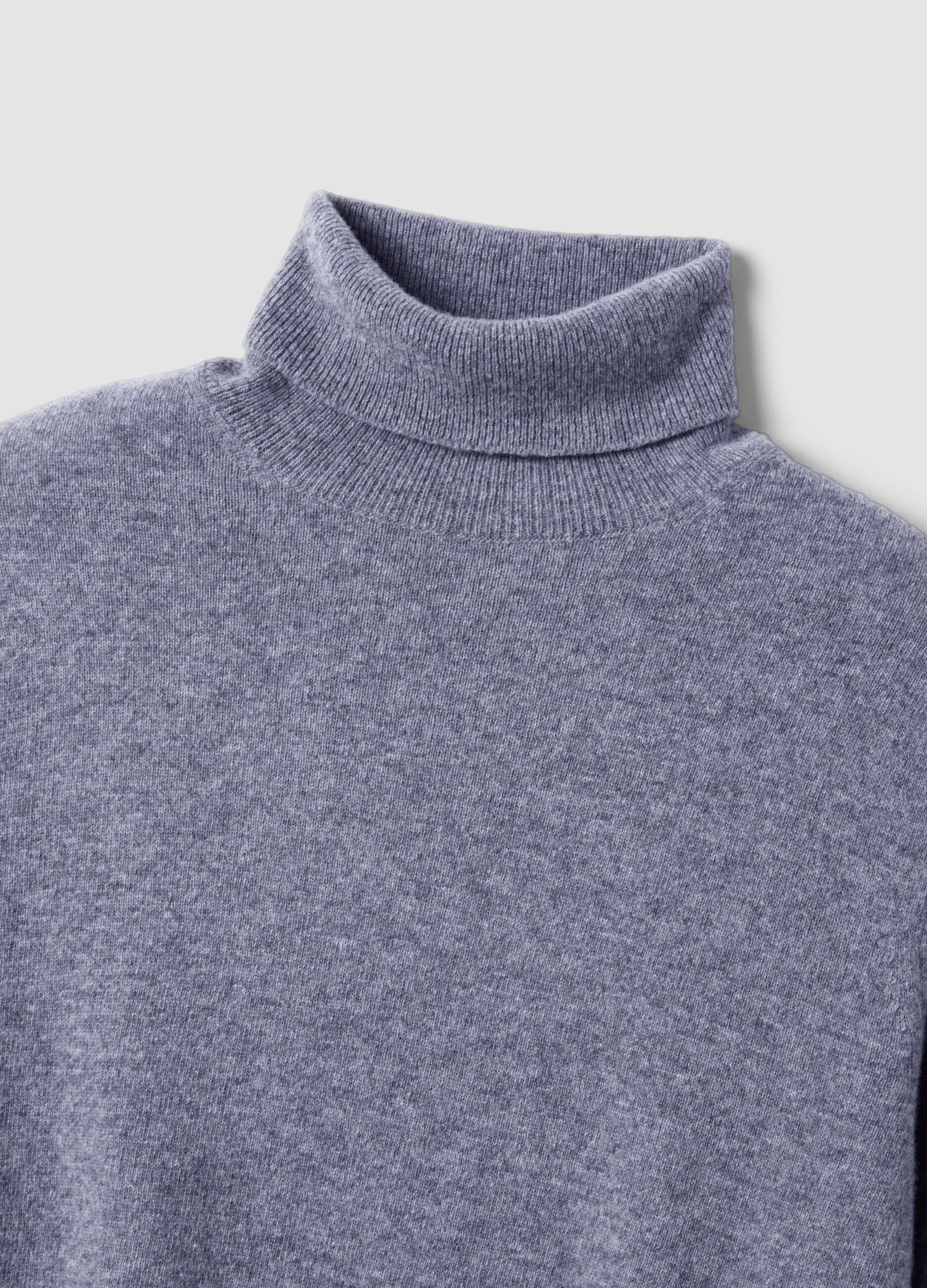 Grey marl pure wool roll-neck jumper, regular fit