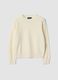 Maglione bianco in pura lana a maniche lunghe regular fit_0