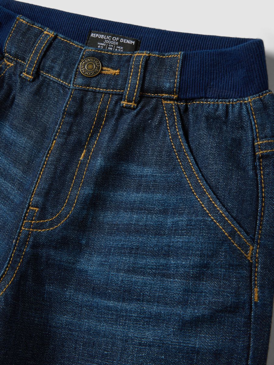 Blue denim joggers in a cotton-viscose blend with elasticated waist, relaxed fit_3